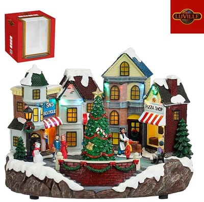 Luville – Dorpstafereel Met Kerstboom – 31 x 22 x 22 cm