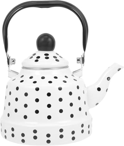 Emaille Theeketel - Waterkoker Theepot - Keuken Gebruik - Elegant Patroon Design - 1.1 Liter - Wit