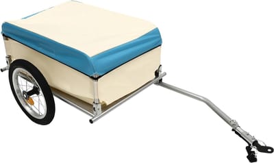 Fietsaanhanger Vrachttrailer - Transportkar Fiets - Boodschappen Vervoeren - 50kg Draagkracht - 135cm Lengte - Wit Blauw Zwart