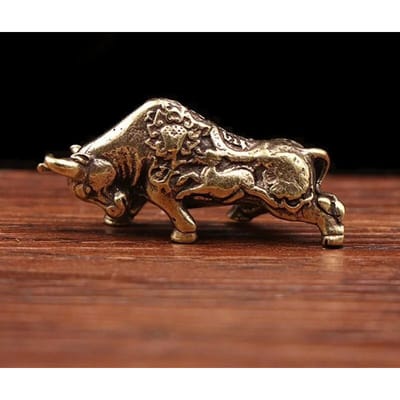 Messing Geluks Stierenvechten Beeld Thuis Kantoor Decoratie Ornamenten Koperen Handwerk Dier Miniatuur Figuur Breng Rijkdom Bureau Decor brown