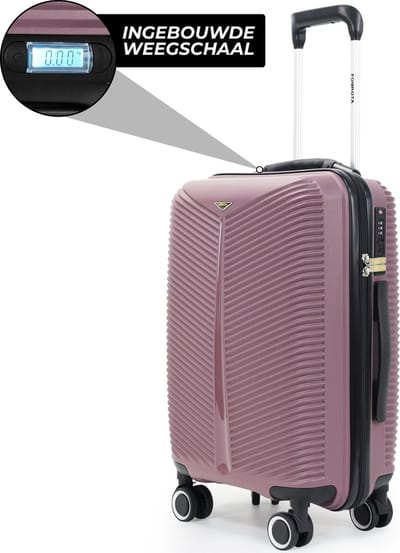 Fourota Handbagage Koffer met Weegschaal – Nooit Overbagage – TSA Slot – 56x35x22 – Lichtgewicht – 360° Wielen – Paars
