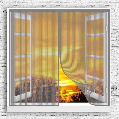 Magneet Hordeur voor Deur 130x130cm - Zonder Boren, Automatisch Sluitend Vliegengordijn Grijs