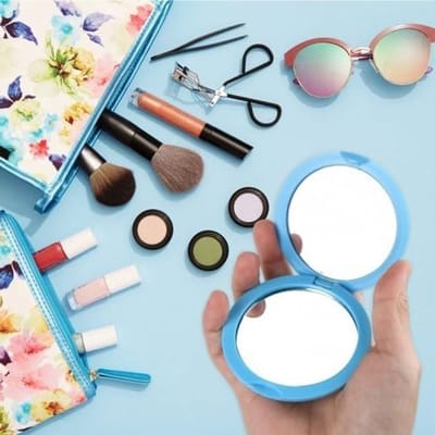 Set van 4 Reismirrors in Pasteltinten, Dubbelzijdige Vouwspiegels voor Make-up, Compact en Handig voor Thuis en Onderweg