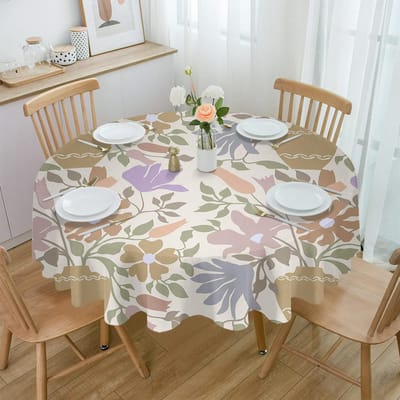 Bloemen Bladeren Rond Tafelkleed Waterdichte Tafelbeschermer Voor Bruiloftsfeest Decoratie Eettafelkleed 4pcs 33x48 Table mat gray