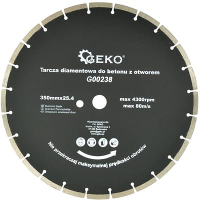 GEKO Diamantschijf - Gesegmenteerde Rand - 350 mm - Extra Gat - Voor Steen en Beton