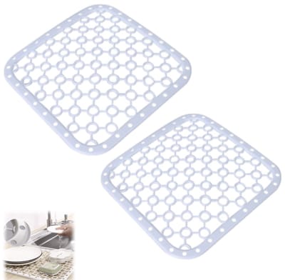 2 stuks-Afdruipmat - Warmte-isolerende mat - Afdruipmat voor de gootsteen - Afdruipmat voor fruit en groenten - Onderzetter - Keukenaccessoires - Geschikt voor het afdruipen van fruit-groenten en kookgerei - Wit - 26*26 cm