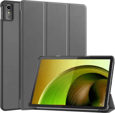 Hoes - Geschikt voor Lenovo Tab M10 5G - Dun & Stevig - Trifold Bookcase - Hard Cover - Hardcover Book Case - Tablet Hoesje - Grijs