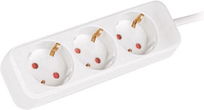 Verlengsnoer - Stekkerdoos - 3-voudig - 1,5M - Geaard 3x1,5 mm² - 2500W - Wit