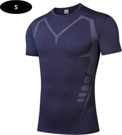 Livano Sportshirt Heren - Sport - Fitness - Compressie Shirt - Corrigerend Hemd - Sportkleding - Mannen - Blauw - S