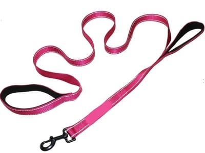 Rieba® Hondenriem 150cm – Reflecterend - Sleeplijn – Speurlijn - Hondenlijn – Looplijn – Riem Hond - 2.5 cm Breed – Nylon - Zachte Handgreep - Sterk & Duurzaam – Roze