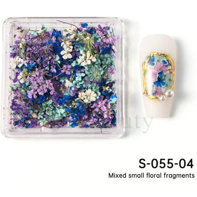 Art des ongles fleur séchée mélangée tournesol bohème petit décor floral pour ongles