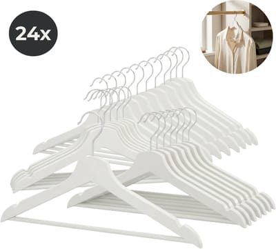 Lomera Kledinghangers Wit - Houten Kledinghangers Wit - Kleerhangers Wit - Houten Kleerhangers Wit - Kledinghangers Set - Kleerhangers Set - Broekhangers Wit - Houten Broekhangers Wit