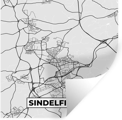 Muurstickers - Sticker Folie - Sindelfingen - Kaart - Stadskaart - Duitsland - Plattegrond - 100x100 cm - Plakfolie - Muurstickers Kinderkamer - Zelfklevend Behang XXL - Zelfklevend behangpapier - Stickerfolie