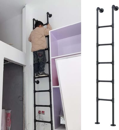 Stapelbedladder - Zoldertrap Huishoudtrap - Veilig Klimmen - Stevig Metaal Ontwerp - 100 cm Lengte - Zwart