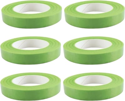 Zelfklevende Bloemistentape 12mm - Set van 6 Rollen voor Boeketten en DIY Creaties, 30m per Rol (Lichtgroen)