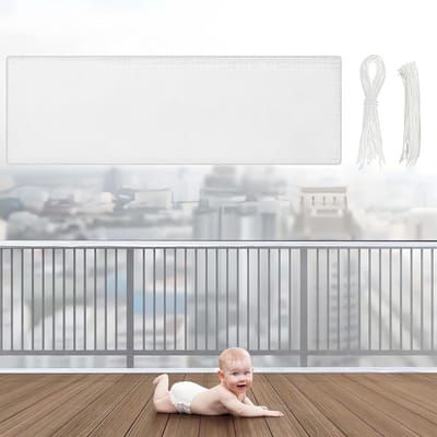 Veiligheidsnet voor kinderen balkon – kinderbeveiliging – trapbeveiliging net – bescherming voor kinderen en huisdieren – wit – 3 meter
