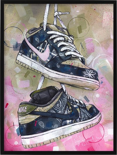 Sneaker print vullend 51x71 cm *ingelijst & gesigneerd