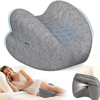 Orthopedisch Kniekussen - Kniekussen Voor in Bed - Zijslaapkussen - Traagschuim - 26,7x25,7x18,3 cm - Ergonomisch - Huidvriendelijk & Ademend - Afneembare Hoes - Verlicht Heup & Lage Rugpijn - Voor Zijslapers & Zwangeren