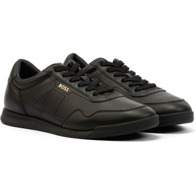 Boss Titanium Leren Heren Sneakers Zwart