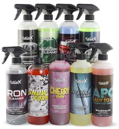 Complete Auto Reinigingsset voor Binnen en Buiten - Felgenreiniger, Polsterreiniger, Cockpitverzorging, Autoshampoo en Wassen
