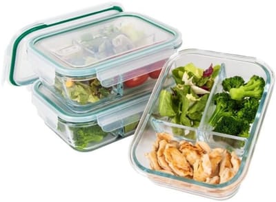 REN® Meal Prep Bakjes Glas - vershoudbakjes glas - mealprep bakjes Glas - 3-delige set - Geschikt voor vaatwasser, magnetron en oven - Transparant - 21cm x 16cm x 7cm