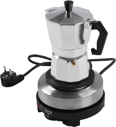 Elektrische Espressomaker Mokka Pot Aluminium voor 3 Kopjes - Wit