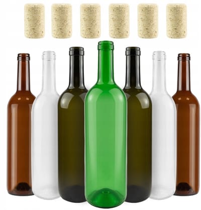Bimberek - Wijnfles - 0,75L - Groen - Transparant - Met Kurk