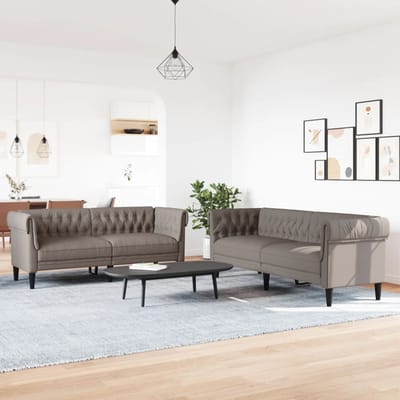 vidaXL - 2-delige - Loungeset - stof - taupe