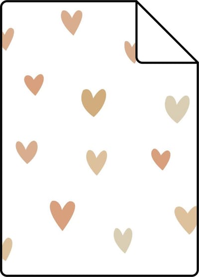Proefstaal ESTAhome behang hartjes terracotta en beige - 26.5 x 21 cm - 139755-S