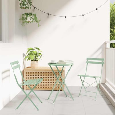vidaXL - Opvouwbare - Bistroset - 3 - st - Sea - foam - Staal