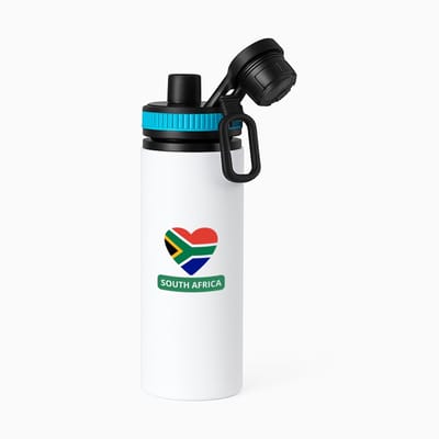 Hacebo® - Zuid afrika vlag hartje waterfles met draaidop blauw - Zuid afrika - reizigers - toerist - verjaardagscadeau - souvenir - vakantie - kado - water fles - 850ML