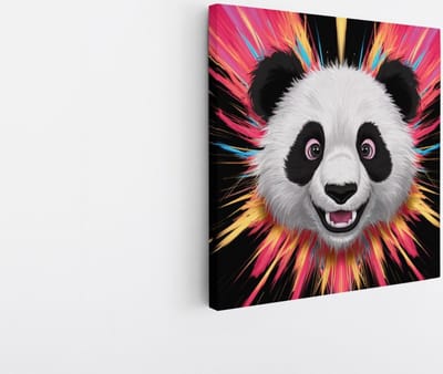 Saammp Canvas Schilderij - Panda - Abstract - 20x20 - Foto op canvas - Wanddecoratie - Muurdecoratie Kinderkamer - Slaapkamer decoratie - Canvas Print