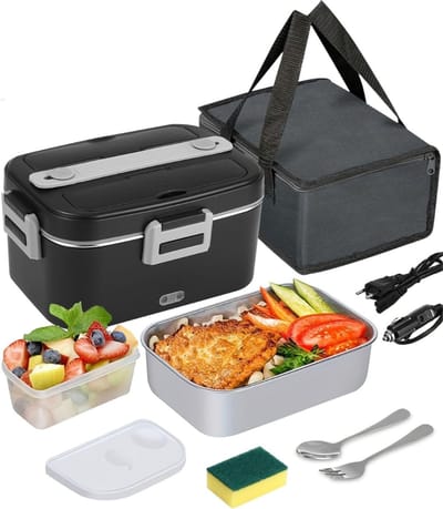 RWB® Elektrische Lunchbox - Lunchbox Elektrisch - Borrdtrommel Elektrisch - Zwart - 24cm × 17cm × 12cm