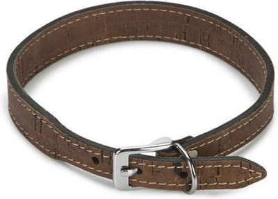 Beeztees leren halsband Cork. Bruin. 40 cm x 20 mm.