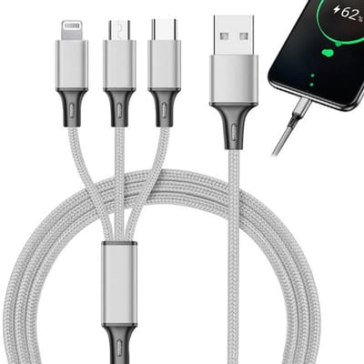 Han-Bar® 3-in-1 USB - Oplaadkabel – 1,2 meter - Type C - Micro USB & Lightning