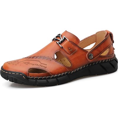Grote Maat Sandalen Heren Zomer Heren Strandschoenen Heren Echt Leer Jeugd Vrijetijdssandalen Heren Trendy Overal bij te passen 50 bruin