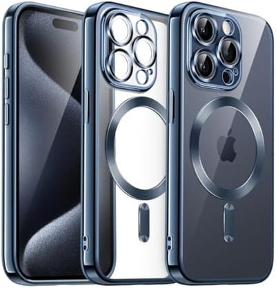 Zachte Doorzichtige Case voor iPhone 15 Pro 6,1-Inch, Camera Lens Volledige Bescherming, Compatibel met MagSafe Draadloos Opladen, Schokbestendige Gegalvaniseerde TPU Hoesje Cover
