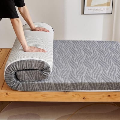 Vloerbed Campingmat - Opvouwbaar Schuimkussen - Kamperen Logeren - Traagschuim Ondersteuning - 90 x 190 cm - Grijs