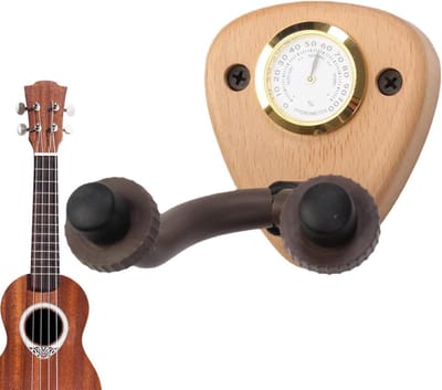 Gitaar Muurbeugel - Instrumenten Hanger - Muziek Opslag - Met Hygrometer - 14x9x8 cm - Houtkleur
