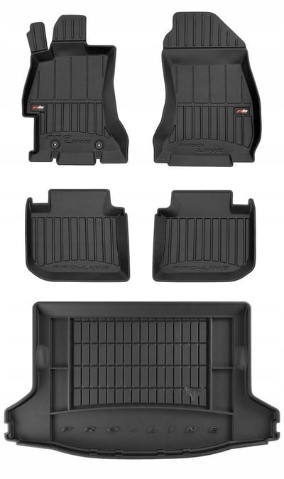 Frogum ProLine Complete Set: Luxe Rubberen Automatten + Kofferbakmat - Geschikt voor SUBARU XV 2011-2017 - Inclusief Reservewiel (Volwaardig) - Perfecte Pasvorm - Geurloos TPE - Zwart