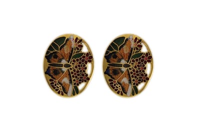 Behave - Oorstekers dames - vlindermotief - bruin - 2,5 cm