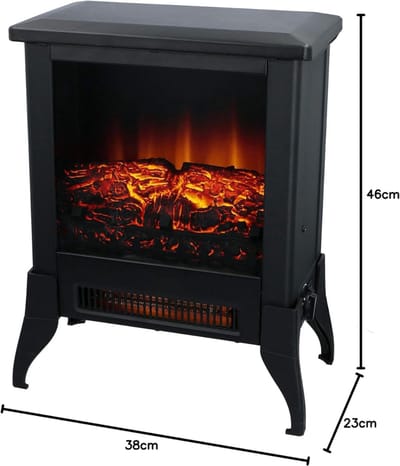 Quvo® Sfeerhaard elektrisch - Sfeerhaarden -Sfeerhaard met Schouw- Vrijstaand -Zwart - 46 cm x 23 cm x 38 cm