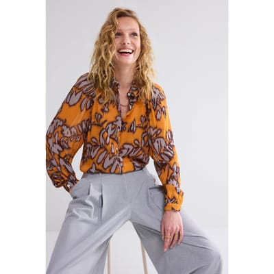 Summum Woman Blouse Spicy Orange Print Orange Size: 34 | Blouses Outlet | Dames | Oranje