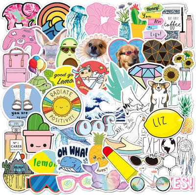 Rainbecom - Skate Stickers 50 Stuks - VSCO Esthetische Stickers - Waterdicht - Anti-Zon- Agenda - Versier je Spullen