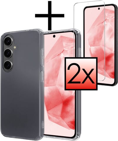 Hoesje - Met 2x Screenprotector - Geschikt voor Samsung Galaxy A36 - Sterk & Shockproof - Back Cover - Siliconen Case - Telefoon Hoes - Transparant