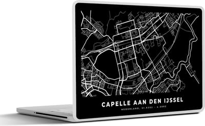 Laptop sticker - 12.3 inch - Kaart - Capelle aan den IJssel - Zwart - 30x22cm - Laptopstickers - Laptop skin - Cover