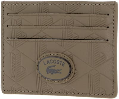 LACOSTE Leren Kaarthouder Nomogramme Cc Holder Viennois Taupe