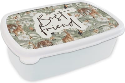 Broodtrommel Wit - Lunchbox - Brooddoos - Best friend - BFF - Quotes - Vriendschap - Spreuken - 18x12x6 cm - Volwassenen
