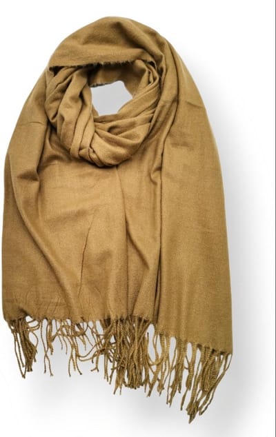 Lange warme dames winter sjaal Milou effen donker camel deep camel