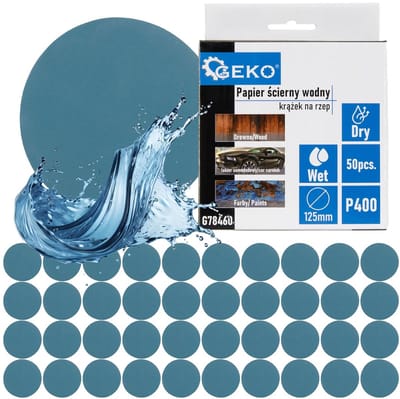 GEKO Waterproof schuurschijf - 125 mm - P400 - nat en droog schuren - 50 stuks